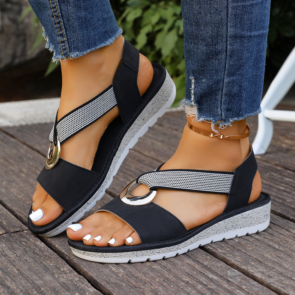 Horizon Metallic-Accent Slingback Sandals - Comfortable Platform Summer Style