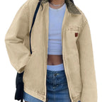 Emmiol【Back to School】Barn Jean Jacket for Women Zipper 2026 Clean Fit Long Sleeve Denim Jackets