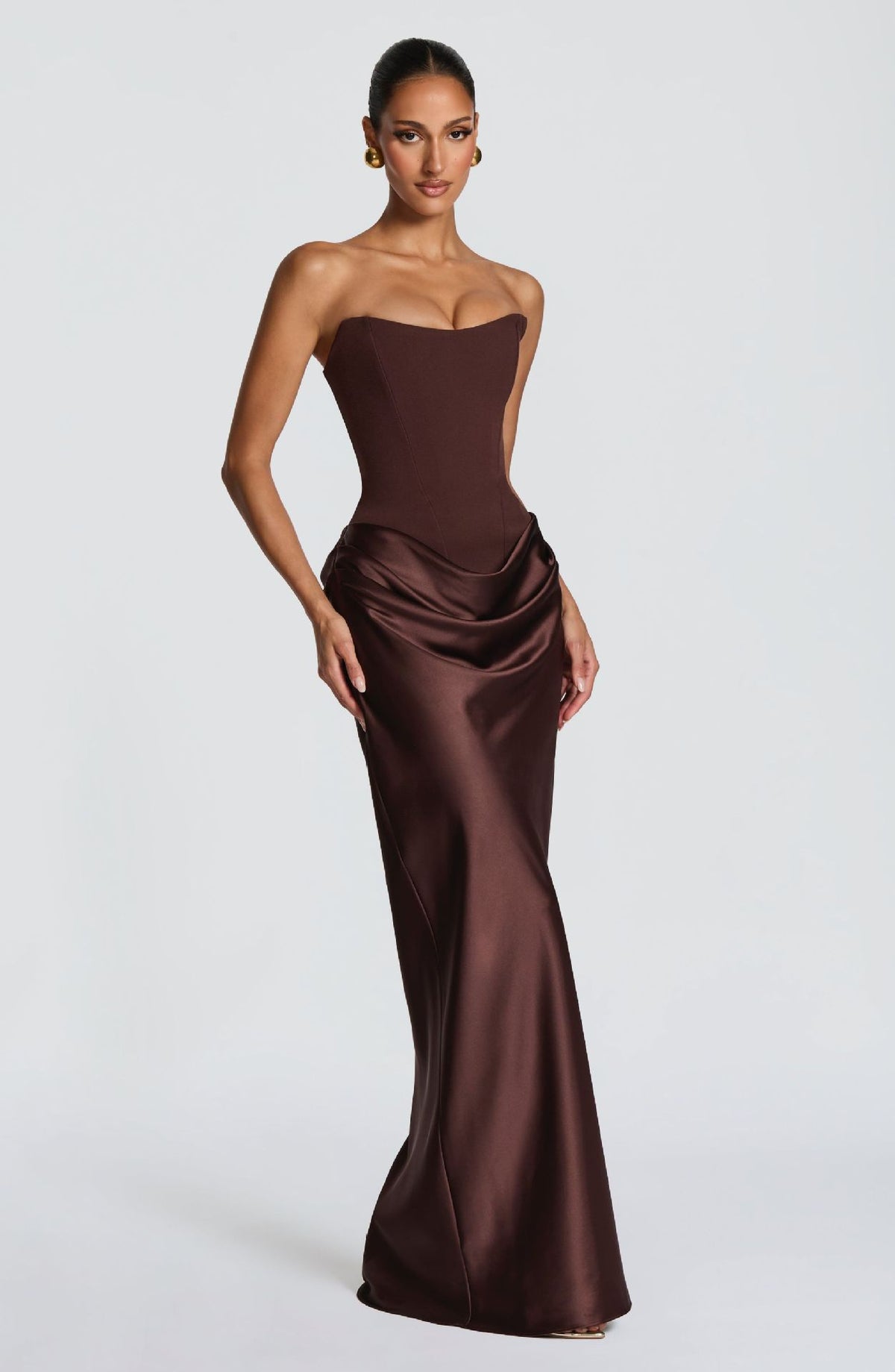 Draped Corset Maxi Gown - Luxury Evening Elegance