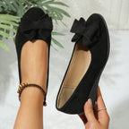 Enchanted Bow Suede Flats - Timeless "Coquette" Comfort Style