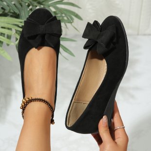 Enchanted Bow Suede Flats - Timeless "Coquette" Comfort Style