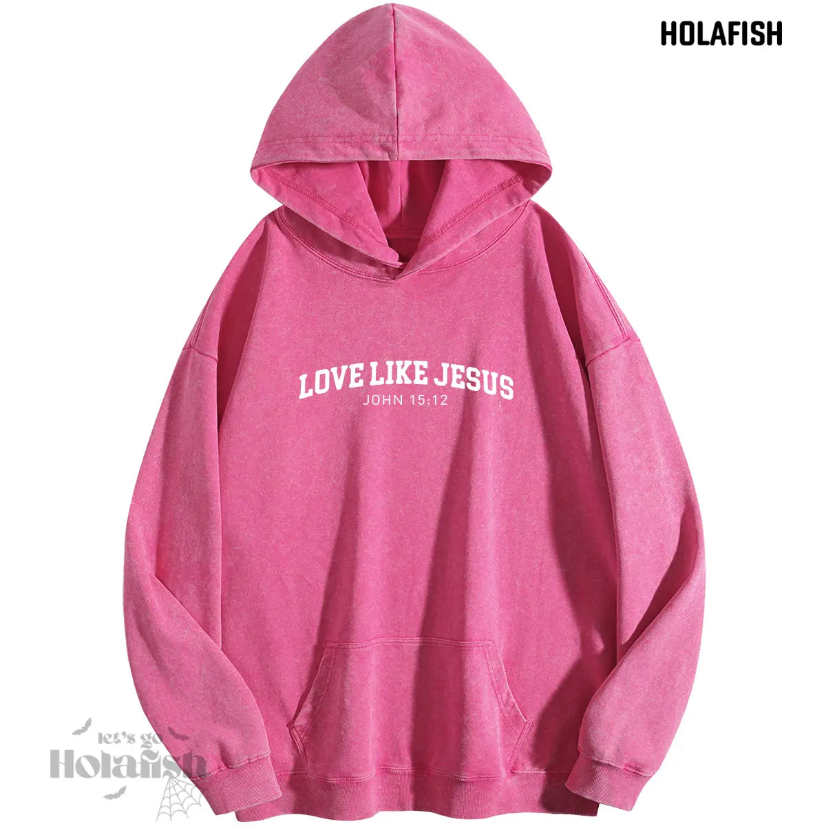 Holafish Women'S "Love like Jesus" Print Acid Wash Hoodie Vintage Sweatshirt Oversized Loose Fit Winter Warm Streetwear Casual Tunic