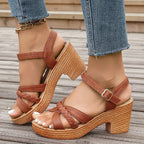 Artisan Braided Platform Sandals - Earthy Bohemian Block Heel Glamour