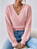 The Aspen Cable-Trim Crossover Wrap Sweater
