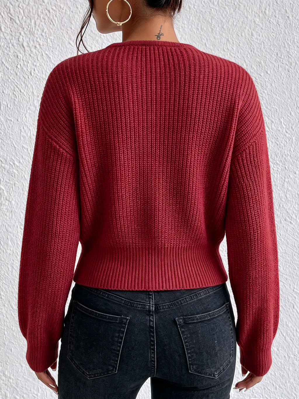 The Aspen Cable-Trim Crossover Wrap Sweater