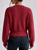 The Aspen Cable-Trim Crossover Wrap Sweater