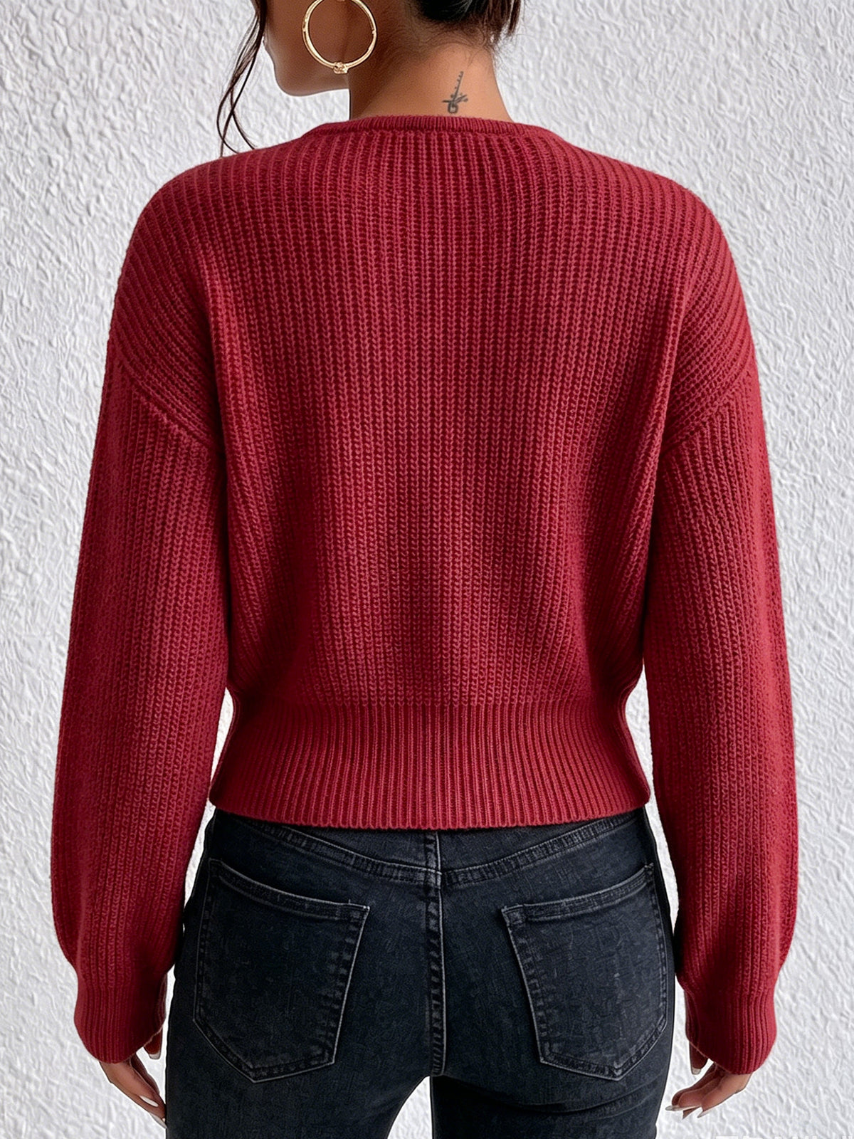 The Aspen Cable-Trim Crossover Wrap Sweater