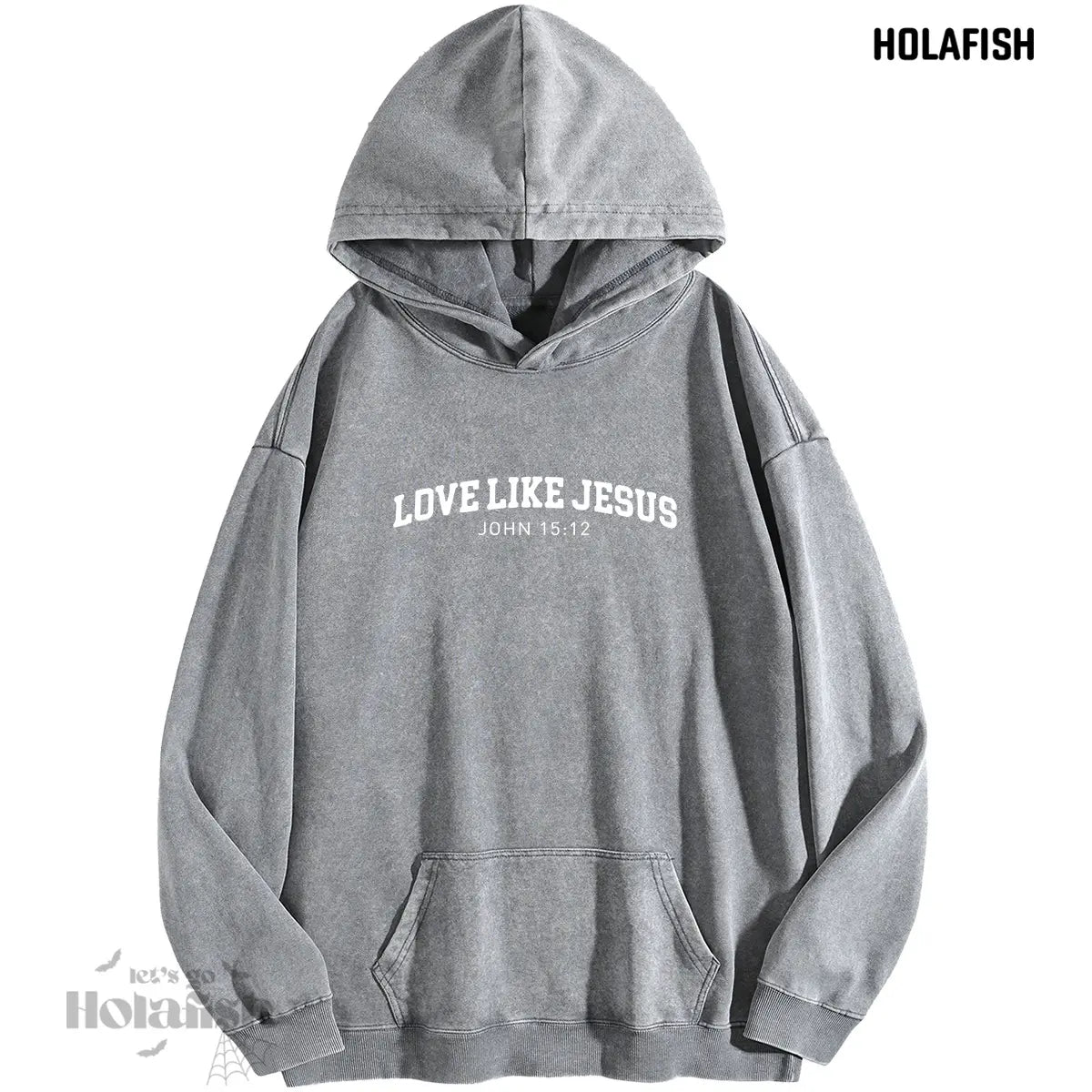 Holafish Women'S "Love like Jesus" Print Acid Wash Hoodie Vintage Sweatshirt Oversized Loose Fit Winter Warm Streetwear Casual Tunic