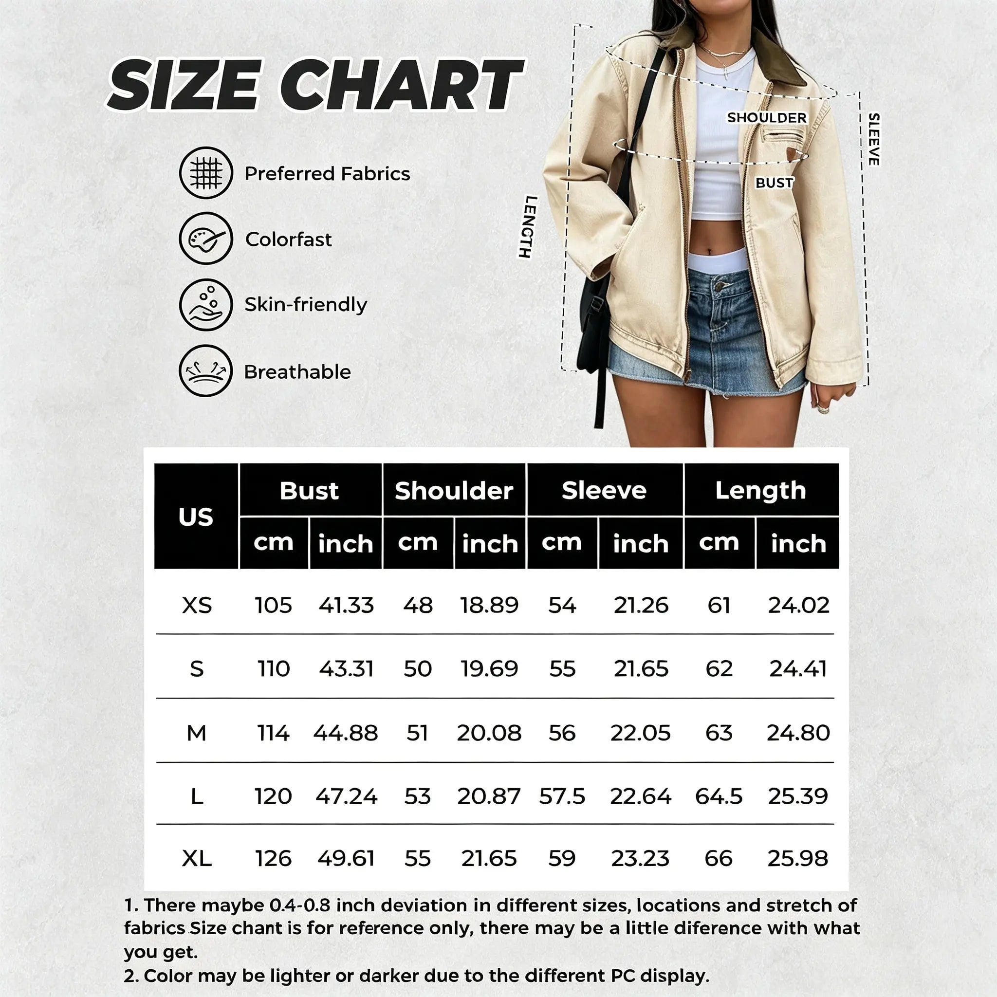 Emmiol【Back to School】Barn Jean Jacket for Women Zipper 2026 Clean Fit Long Sleeve Denim Jackets