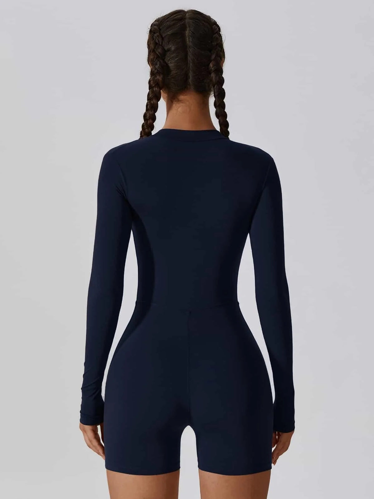 Sculpting Long-Sleeve Biker Romper - High-Performance Active One-Piece