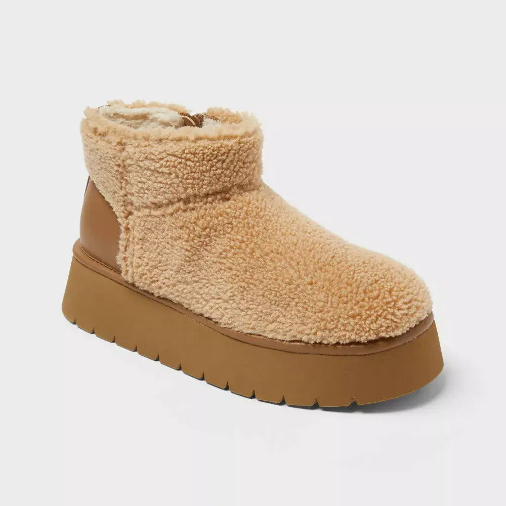 Women’S Missy Faux Suede Boots with Faux-Shearling Lining and Memory Foam Insole - Wild Fable, Faux‑Shearling Lin