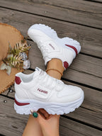 White Platform Casual Shoes Designed for Women, Featuring a Non-Slip Thick Sole, Breathable and Comfortable, Suitable for Daily Wear, Dates, and Street Style Outfits, Versatile and Durable for All Seasons.