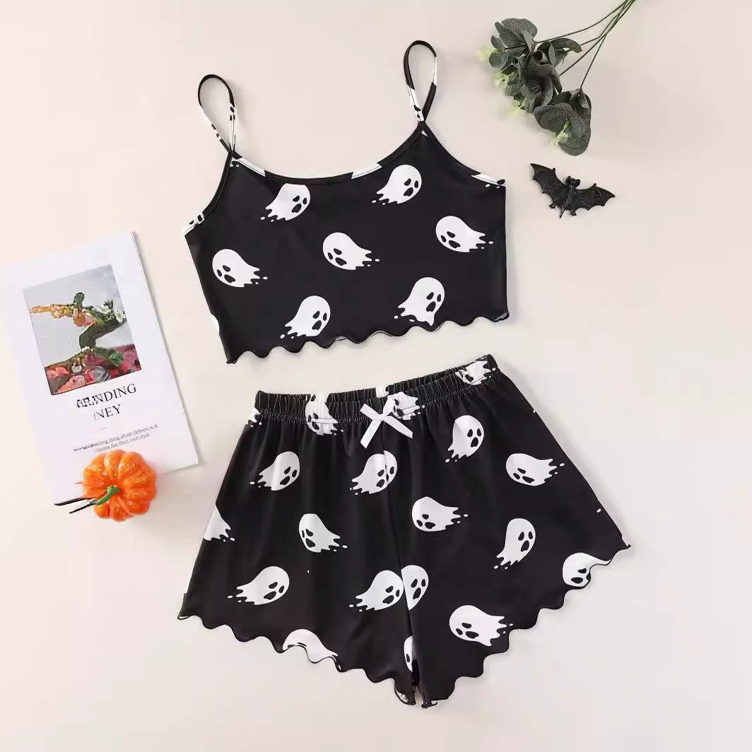 Jack-O'-Lantern Cami & Short Set - Festive Halloween Loungewear