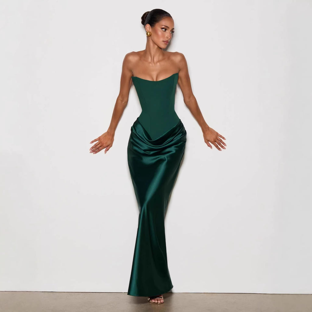 Draped Corset Maxi Gown - Luxury Evening Elegance