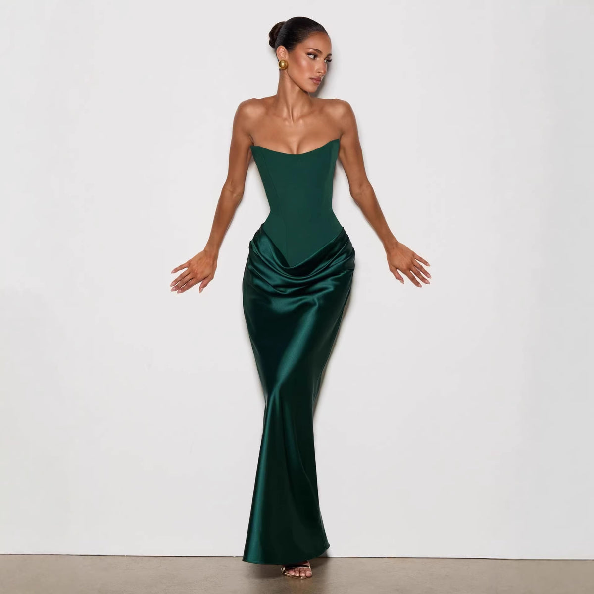 Draped Corset Maxi Gown - Luxury Evening Elegance