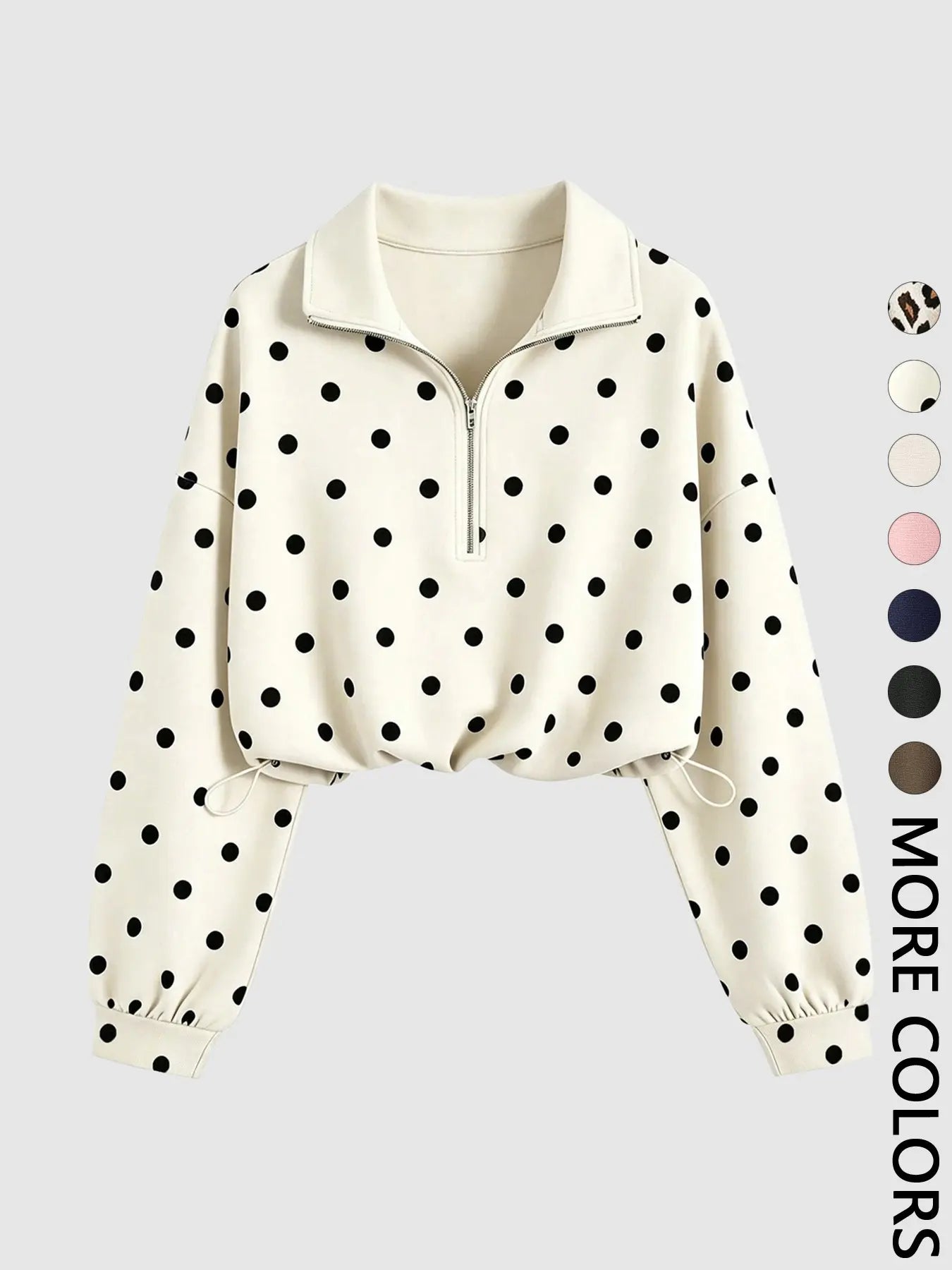 Women'S Half-Zip Stand Collar Drawstring Cropped Short Sweatshirt, Spring & Fall Casual Fashion, Comfortable and Stylish