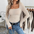 Knitted long-sleeved bottoming shirt