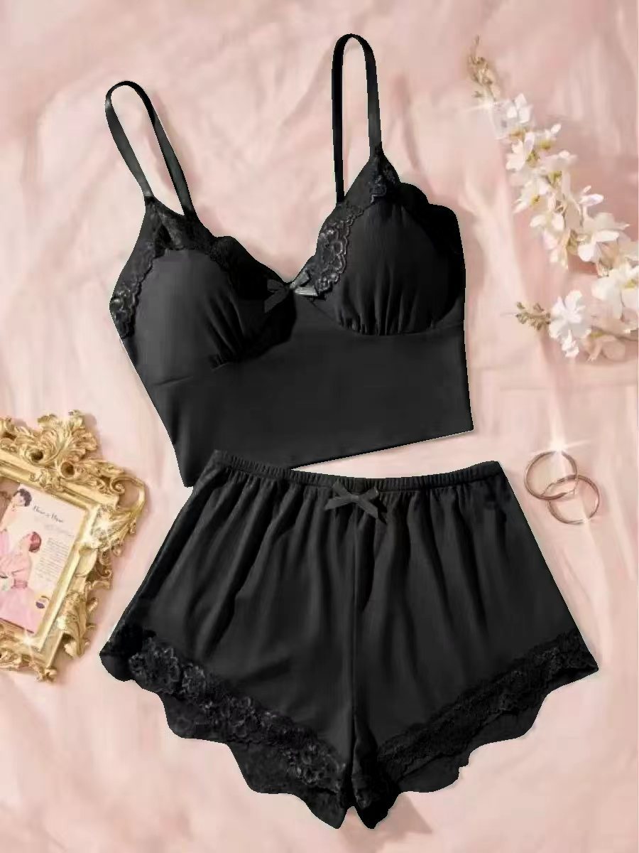 Lace Trim Cami & Short Set - Sweet Romantic Loungewear