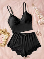 Lace Trim Cami & Short Set - Sweet Romantic Loungewear